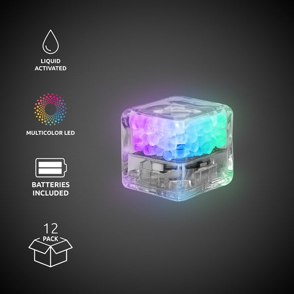 Rainbow Liquid-Activated LED Ice Cubes - 12 Per Pack