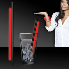 Red Glow 9 Inch Straws & Bracelets
