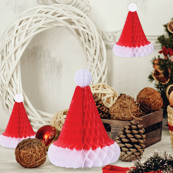 Red & White Tissue Santa Hats - 3 Per Pack
