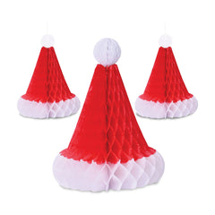Red & White Tissue Santa Hats - 3 Per Pack