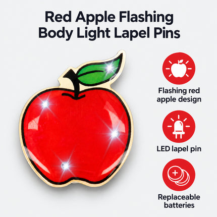 Red Apple Flashing Body Light Lapel Pins