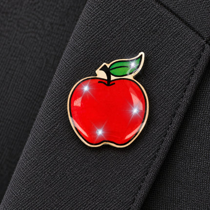 Red Apple Flashing Body Light Lapel Pins