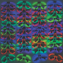 Red, Blue & Green Glow Eye Glasses - Bulk 48 Eyeglasses