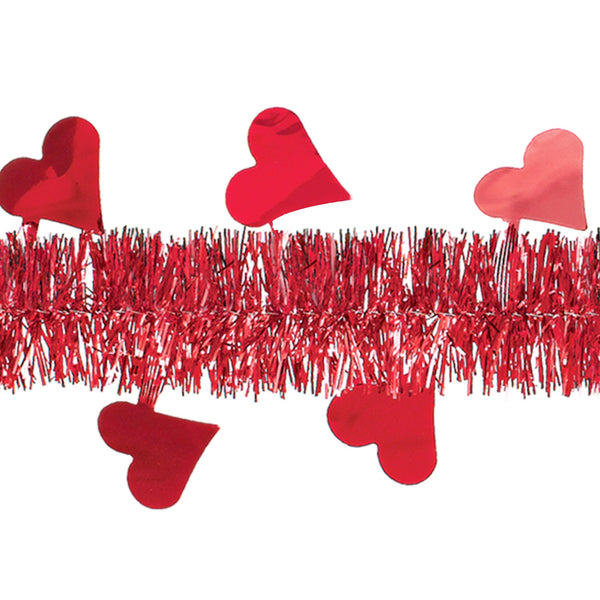 Red Foil Valentine Day Tinsel 9' Garland