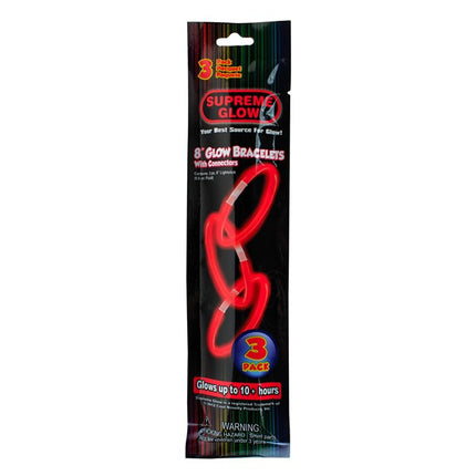 8 Inch Premium Red Glow Stick Bracelets