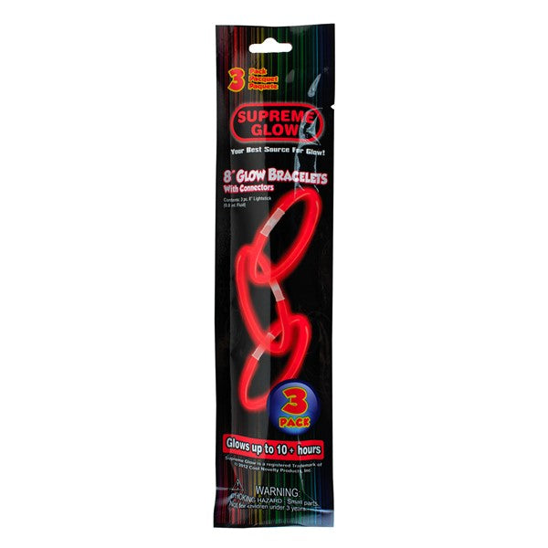 8 Inch Premium Red Glow Stick Bracelets