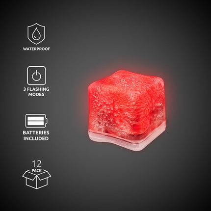 Red LED Light Up Ice Cubes - 12 Per Pack