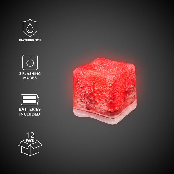 Red LED Light Up Ice Cubes - 12 Per Pack