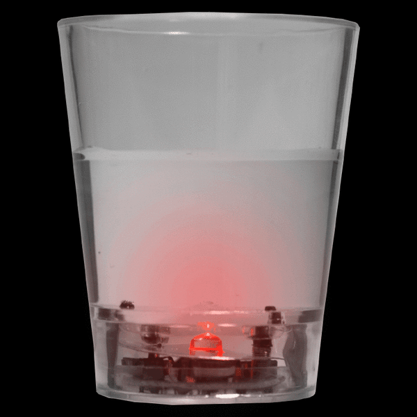 Red LED Light Up Liquid Activated Shot Glasses - 24 Per Pack