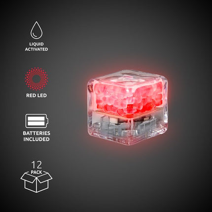 Red Liquid-Activated LED Ice Cubes - 12 Per Pack