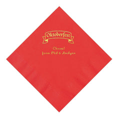 Red Personalized Oktoberfest Luncheon Napkins With Gold Foil - 50 Per Pack