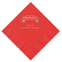 Red Personalized Oktoberfest Luncheon Napkins With Silver Foil - 50 Per Pack