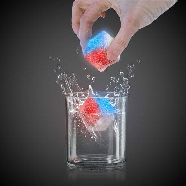 Red, White & Blue LED Light Up Ice Cubes - 12 Per Pack