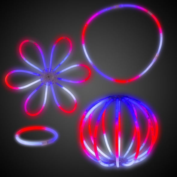 Patriotic Red White And Blue Tri-Color Glow Bracelets