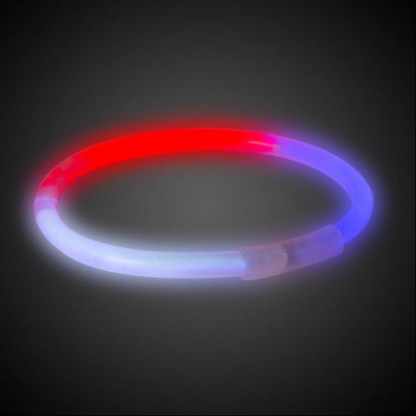 Patriotic Red White And Blue Tri-Color Glow Bracelets