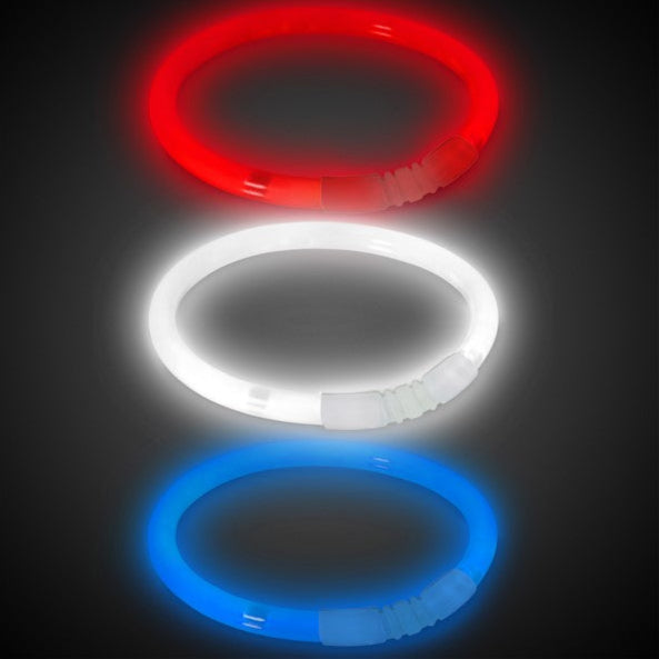 8 Inch Premium Patriotic Color Red White And Blue Glow Stick Bracelets