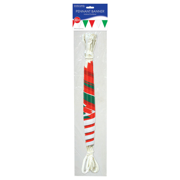 Red, White & Green 30' Pennant Banner