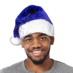 Royal Blue Plush Santa Hat