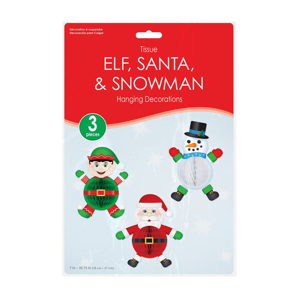 Santa, Elf, Snowman Hanging Decorations