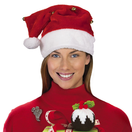 Plush Santa Hat with Bells