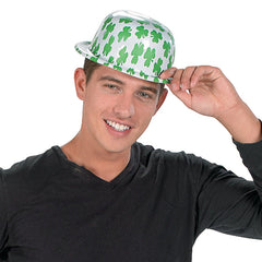 Shamrock Print Derby Hats - 12 Per Pack
