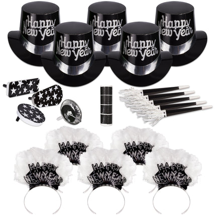 Silver Grand New Year Party Kit For 50 Guests