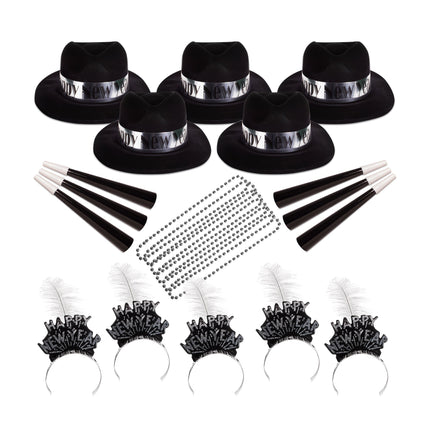 Silver Midnight New Year Party Kit For 50 Guests
