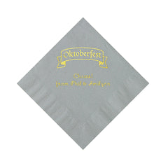 Silver Personalized Oktoberfest Beverage Napkins With Gold Foil - 50 Per Pack