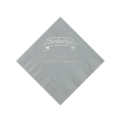 Silver Personalized Oktoberfest Beverage Napkins With Silver Foil - 50 Per Pack
