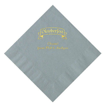 Silver Personalized Oktoberfest Luncheon Napkins With Gold Foil - 50 Per Pack