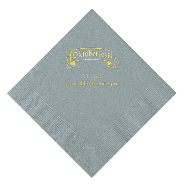 Silver Personalized Oktoberfest Luncheon Napkins With Gold Foil - 50 Per Pack