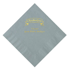 Silver Personalized Oktoberfest Luncheon Napkins With Gold Foil - 50 Per Pack