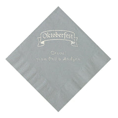 Silver Personalized Oktoberfest Luncheon Napkins With Silver Foil - 50 Per Pack