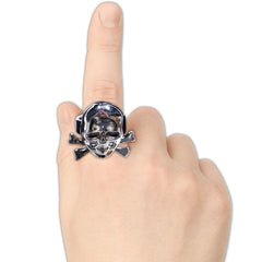 Silver Plastic Skull & Crossbones Rings - 12 Per Pack