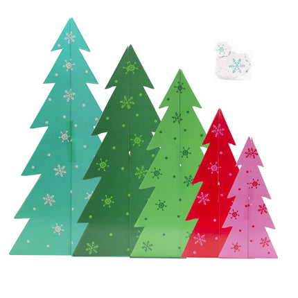 Slotted Colorful Paper Trees - 5 Pieces Per Pack