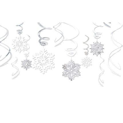 Snowflake Metallic Swirl Decorations - 12 Pieces Per Pack