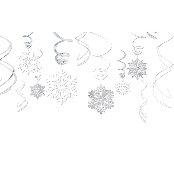 Snowflake Metallic Swirl Decorations - 12 Pieces Per Pack