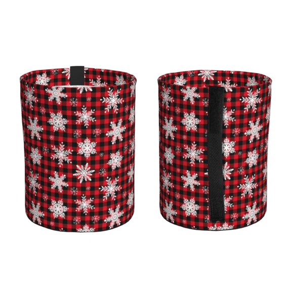 Snowflake Red Plaid Print Car Trash Can - Portable Trash Bin
