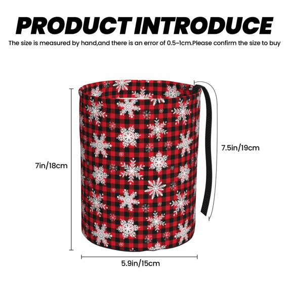 Snowflake Red Plaid Print Car Trash Can - Portable Trash Bin