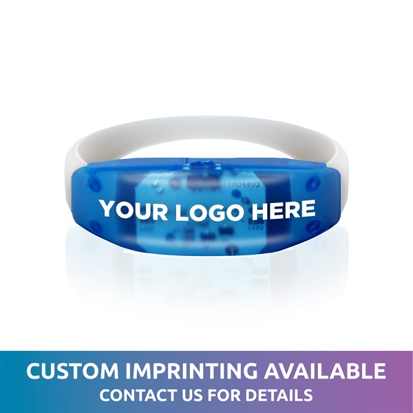LED Light Up Blue Sound Activated Silicone Bracelet