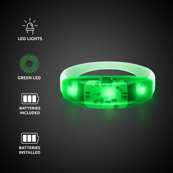 LED Light Up Green Sound Activated Silicone Bracelet