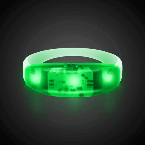LED Light Up Green Sound Activated Silicone Bracelet