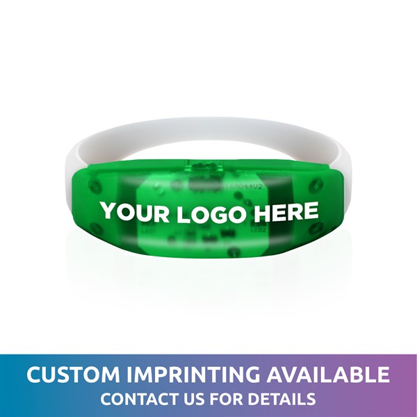 LED Light Up Green Sound Activated Silicone Bracelet
