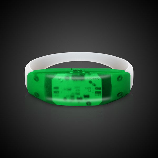 LED Light Up Green Sound Activated Silicone Bracelet