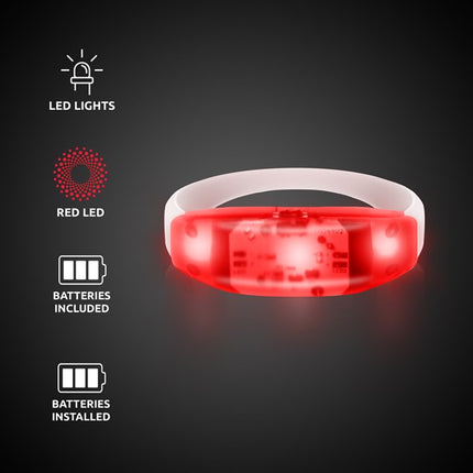 LED Light Up Red Sound Activated Silicone Bracelet