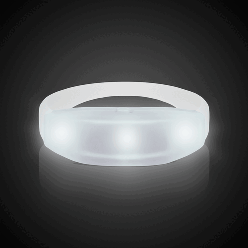 LED Light Up White Sound Activated Silicone Bracelet