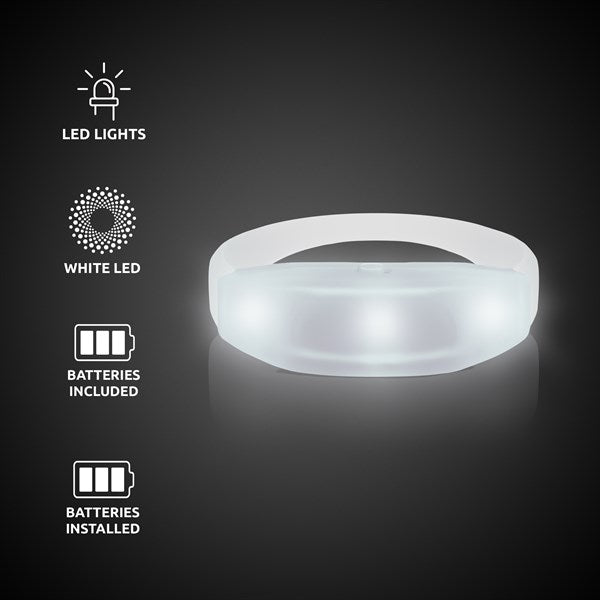 LED Light Up White Sound Activated Silicone Bracelet