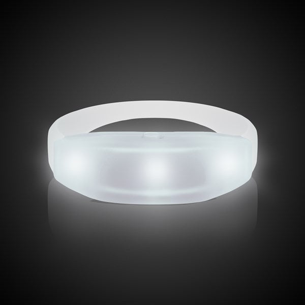 LED Light Up White Sound Activated Silicone Bracelet