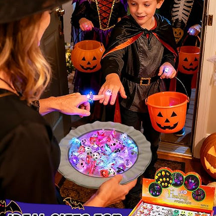 Spooky Halloween LED Rings (Assorted 10 Styles) - 100 Per Pack