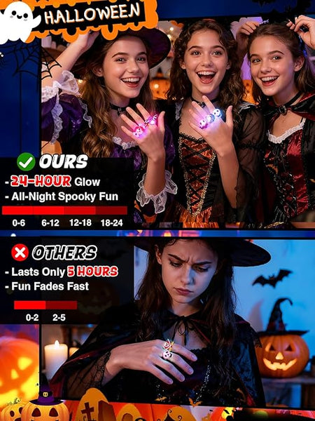 Spooky Halloween LED Rings (Assorted 10 Styles) - 100 Per Pack